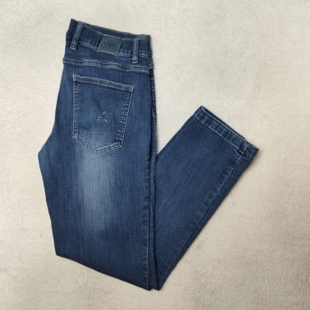 Mugsy Jeans Mens 32x30 Blue Tapered Slim Mid Rise Stretch Denim 5-Pocket Work